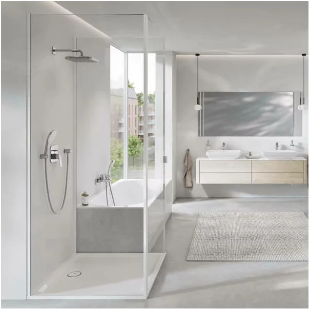 Baterie cada-dus incastrata Grohe Cubeo crom lucios fara corp ingropat [4]