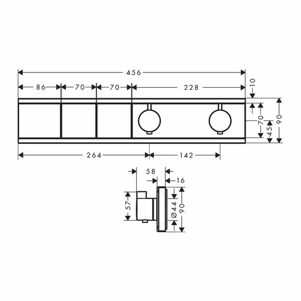 Baterie cada - dus incastrata Hansgrohe RainSelect termostatata negru mat 2 functii [2]