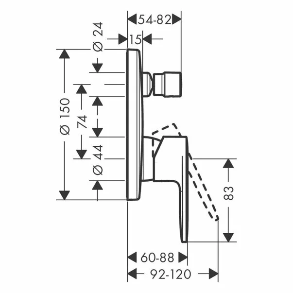 Baterie cada - dus incastrata Hansgrohe Vernis Blend fara corp ingropat crom lucios [2]