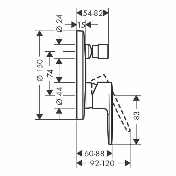 Baterie cada - dus incastrata Hansgrohe Vernis Blend fara corp ingropat negru mat [2]