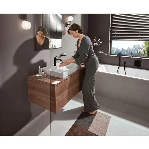 Baterie cada - dus incastrata Hansgrohe Vivenis negru mat fara corp ingropat [6]