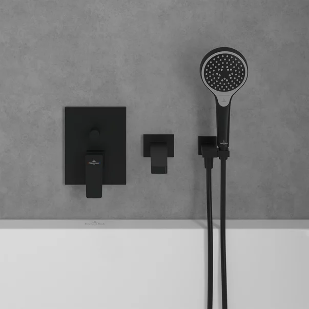 Baterie cada-dus incastrata Villeroy&Boch Architectura Square negru mat fara corp ingropat [6]