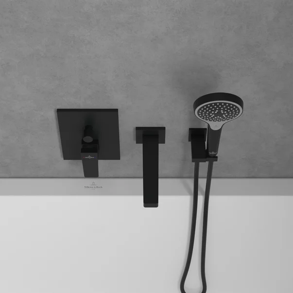 Baterie cada-dus incastrata Villeroy&Boch Architectura Square negru mat fara corp ingropat [4]