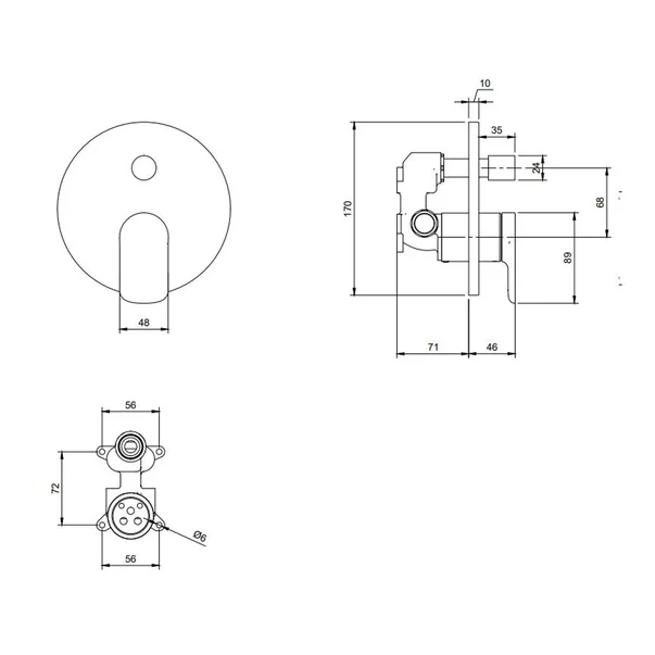 Baterie cada-dus incastrata Villeroy&Boch O.novo crom lucios fara corp ingropat [6]
