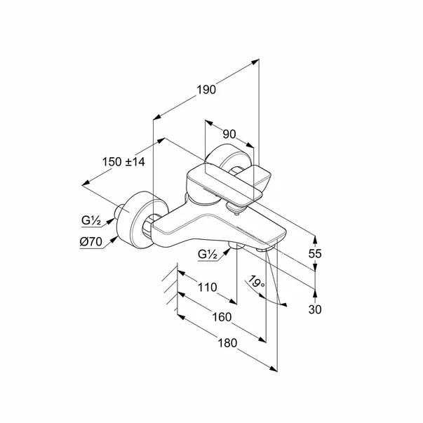 Baterie cada - dus Kludi Pure&Style negru mat [2]
