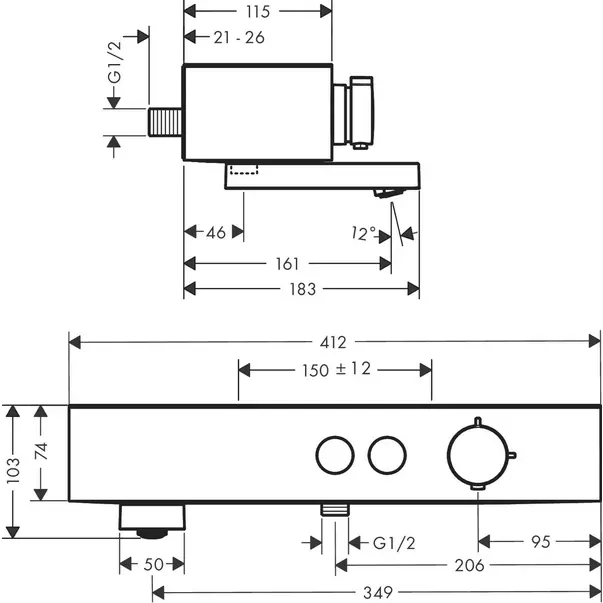 Baterie cada-dus termostatata negru mat Hansgrohe ShowerTablet Select [2]