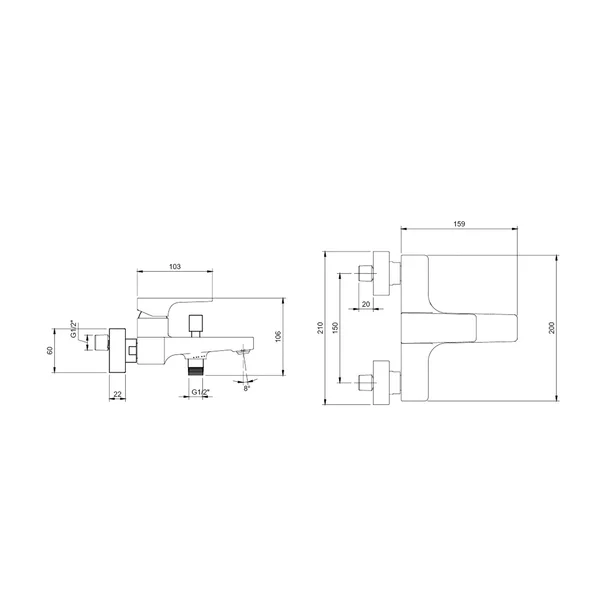 Baterie cada-dus Villeroy&Boch Architectura Square monocomanda nichel periat [9]
