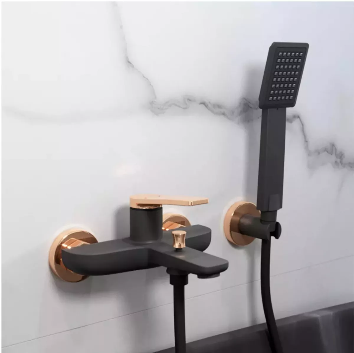 Baterie cada FDesign Seppia, aparenta, diverter, set dus, mat, negru/cupru, FD1-SPA-1-25 [3]