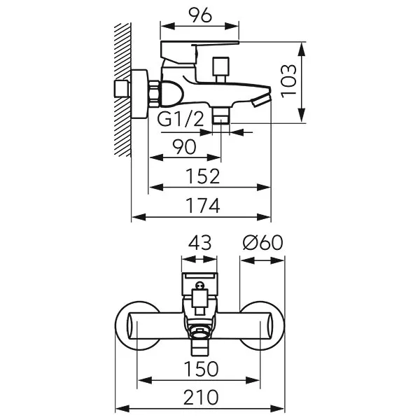 Baterie cada Ferro Ritto, aparenta, diverter, crom, BTR1 [4]