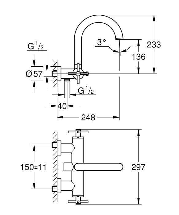 Baterie cada Grohe 25010al3, Atrio, aparenta, dubla comanda, diverter, mat, grafit [3]