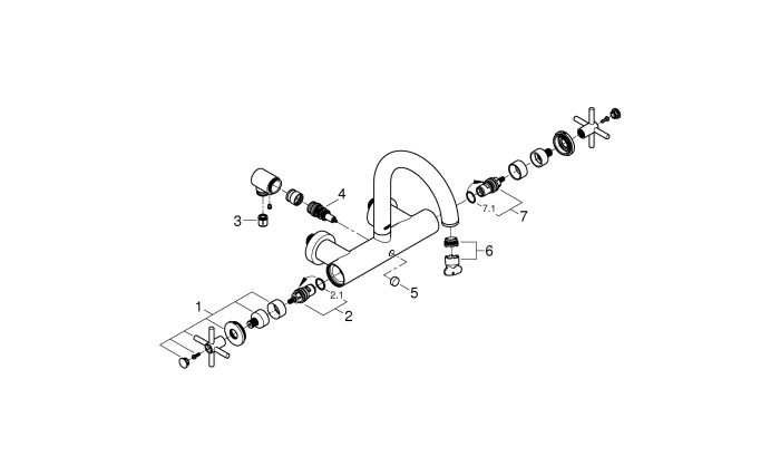 Baterie cada Grohe 25010al3, Atrio, aparenta, dubla comanda, diverter, mat, grafit [4]
