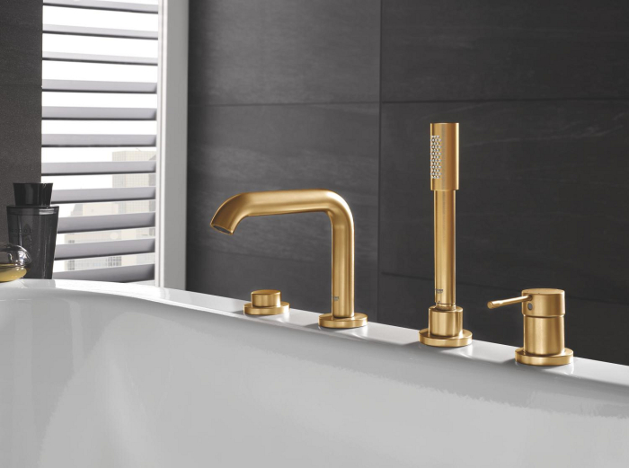 Baterie cada Grohe 25251GL1, Essence, pe cada, set dus, lucios, auriu [3]