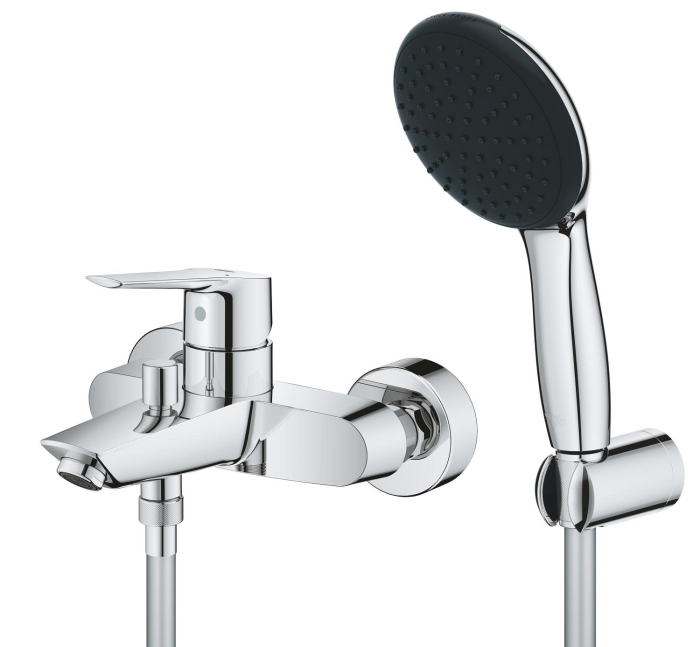 Baterie cada Grohe 25283002, 0.8 bar, 110 mm, 1.5 m, 188 mm, 221 mm, 2 orificii instalare, 1 functii para dus, Crom [2]