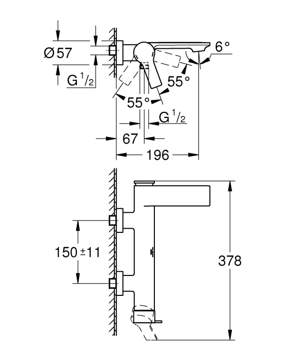 Baterie cada Grohe 32826DL1, Allure, aparenta, diverter, mat, cupru [4]