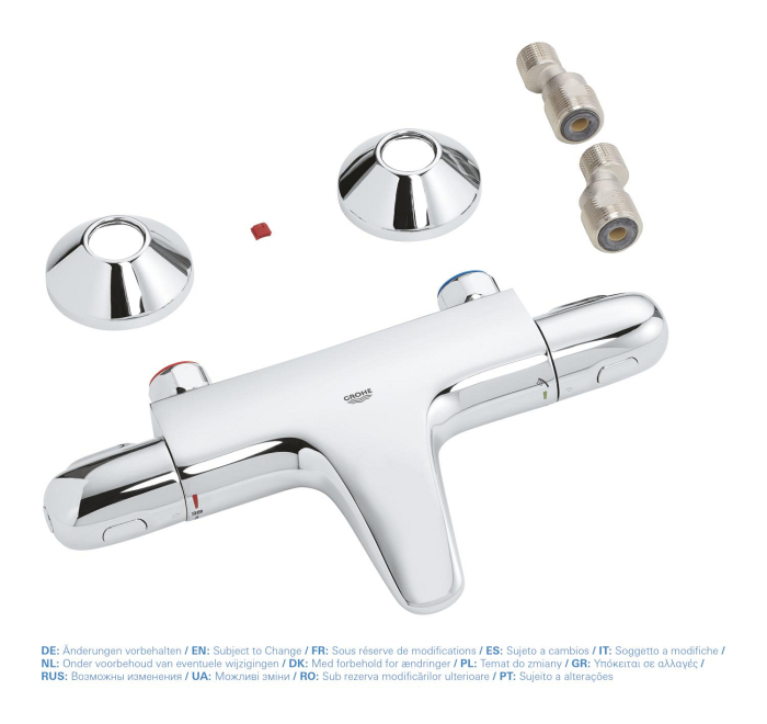 Baterie cada Grohe 34816003, 1 bar, 317 mm, 173 mm, 101 mm, 2 orificii instalare, 1/2 dimensiune racord, Crom [3]