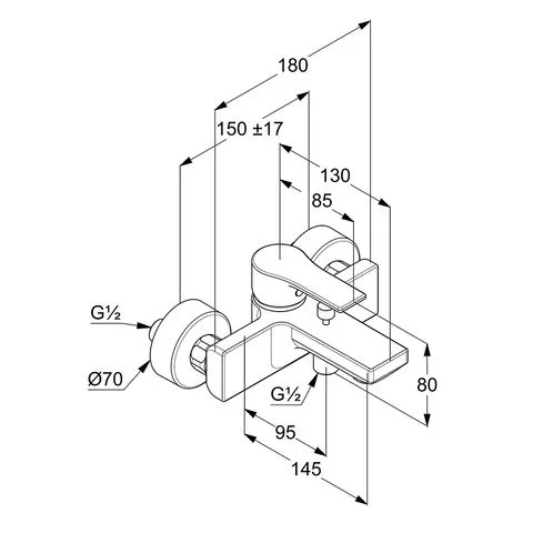 Baterie cada Kludi Zenta SL, aparenta, diverter, mat, negru, 486703965 [2]