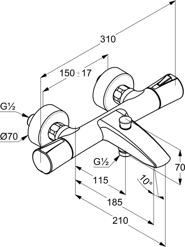 Baterie cada Kludi Zenta SL, aparenta, termostat, mat, negru, 351013938 [2]