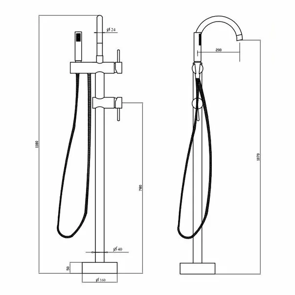 Baterie cada montaj pe pardoseala Besco Illusion Negru mat [2]