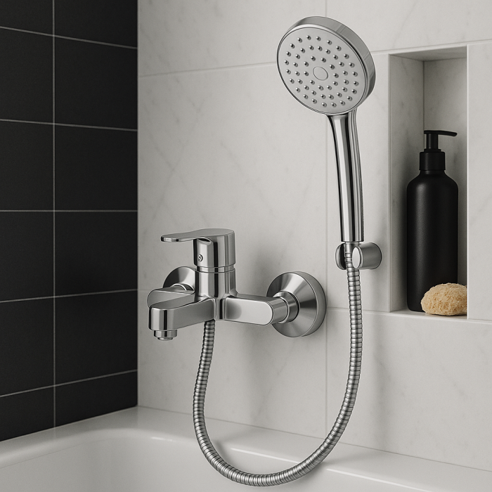 Baterie cada si dus La Brocca NAPOLI P300C305, Monocomanda, Design slim, Montaj pe perete, Economie de apa, Silentioasa, Usor de curatat si instalat, alama sanitara, Finisaj crom [5]