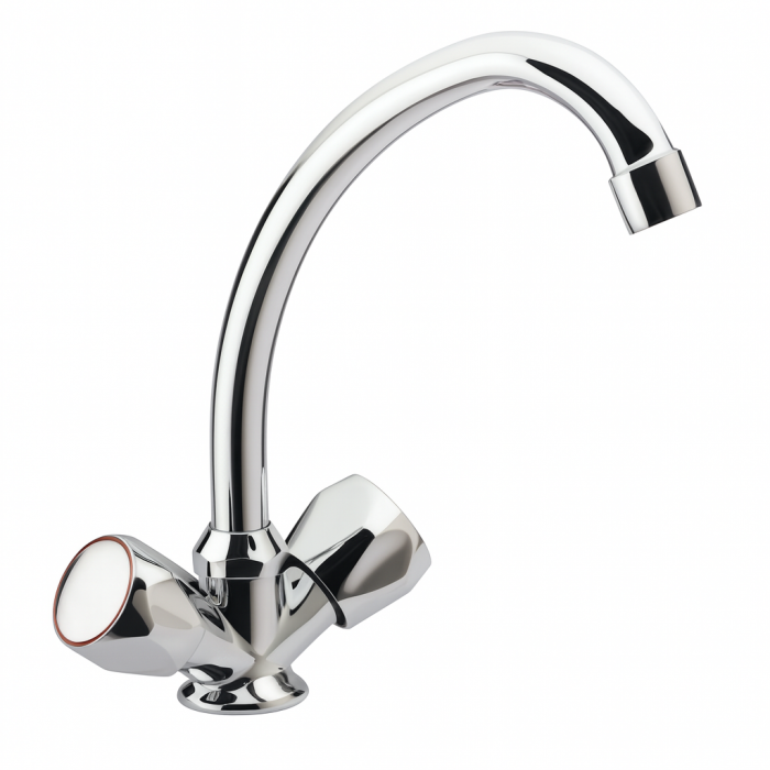 Baterie chiuveta bucatarie Remer 43Y, dubla comanda, pipa pivotanta, crom lucios [1]