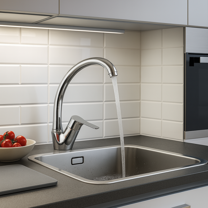 Baterie chiuveta bucatarie Remer, montaj pe chiuveta, pipa inalta si pivotanta, crom lucios, cartus ceramic, aerator, alama [3]