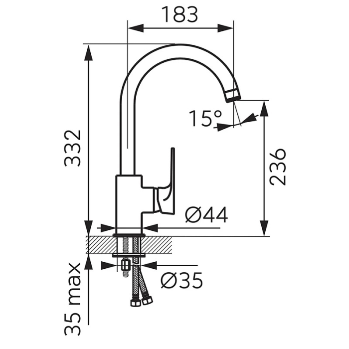 Baterie de bucătărie, Ferro, Algeo Square, crom [4]