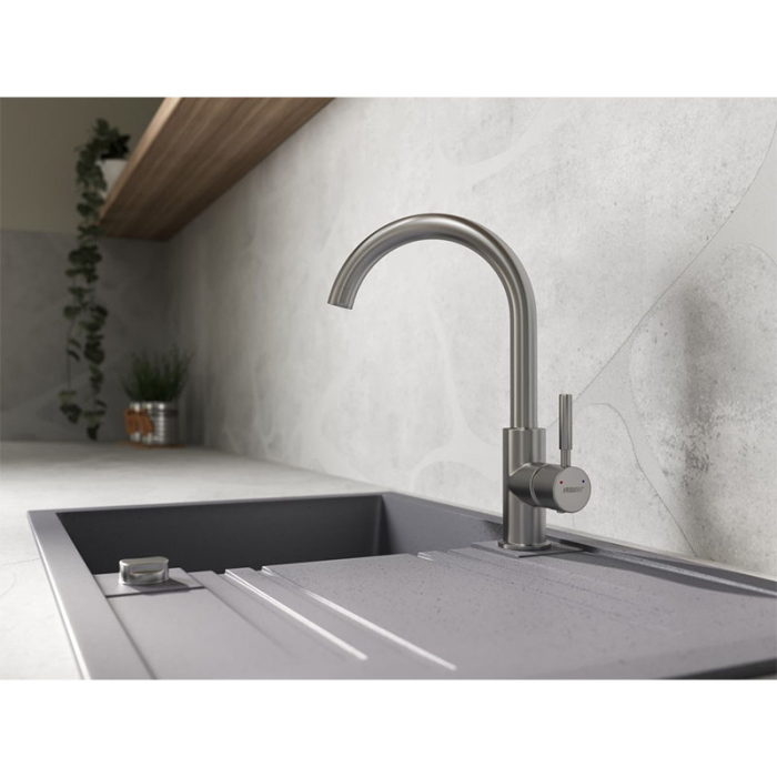 Baterie de bucatarie, Ferro, Camira, cu pipa inalta, inox [4]