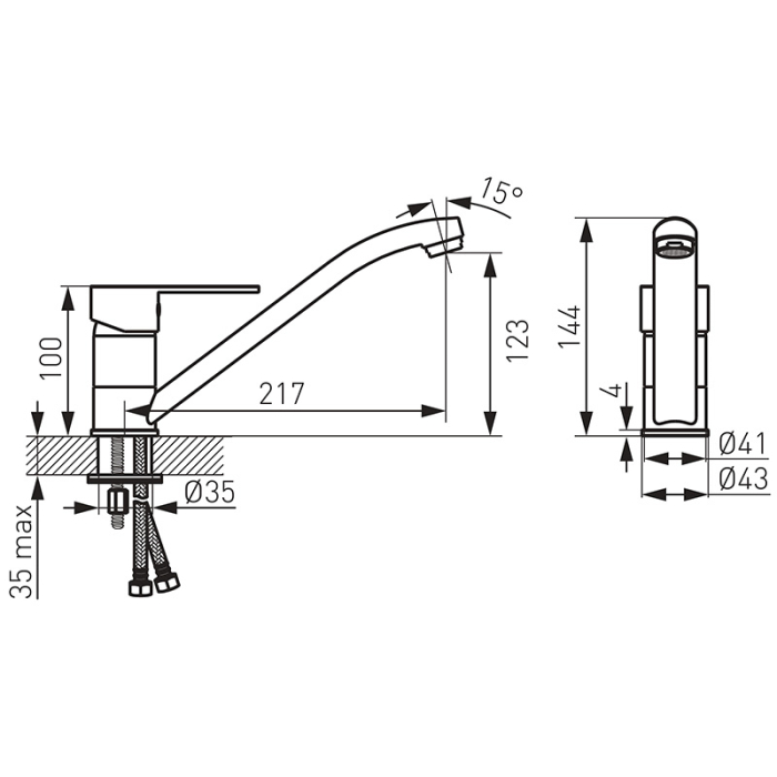 Baterie de bucatarie, Ferro, Savio, crom [2]