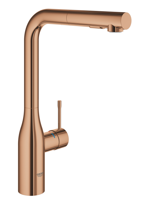 Baterie de bucatarie Grohe 30270DA0, Essence, 3/8'', pipa inalta, tip L, dus, 2 functii, lucios, cupru [2]