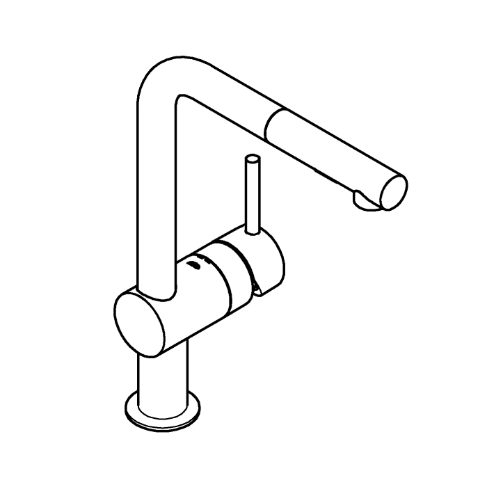 Baterie de bucatarie Grohe 30274A00, Minta, 3/8'', pipa inalta, tip L, dus extractabil, 2 functii, lucios, grafit [5]