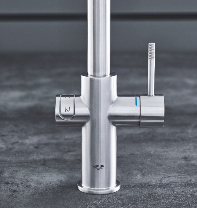 Baterie de bucatarie Grohe 31455DC1, Blue Home, inalta, tip C, filtare, racire, apa carbogazoasa, mat, otel satinat [8]