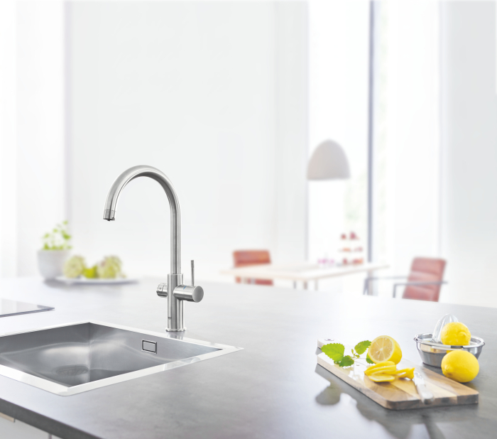 Baterie de bucatarie Grohe 31455DC1, Blue Home, inalta, tip C, filtare, racire, apa carbogazoasa, mat, otel satinat [14]