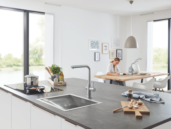 Baterie de bucatarie Grohe 31539DC0, Blue Home, inalta, tip L, filtrare, racire, apa carbogazoasa, dus, mat [10]