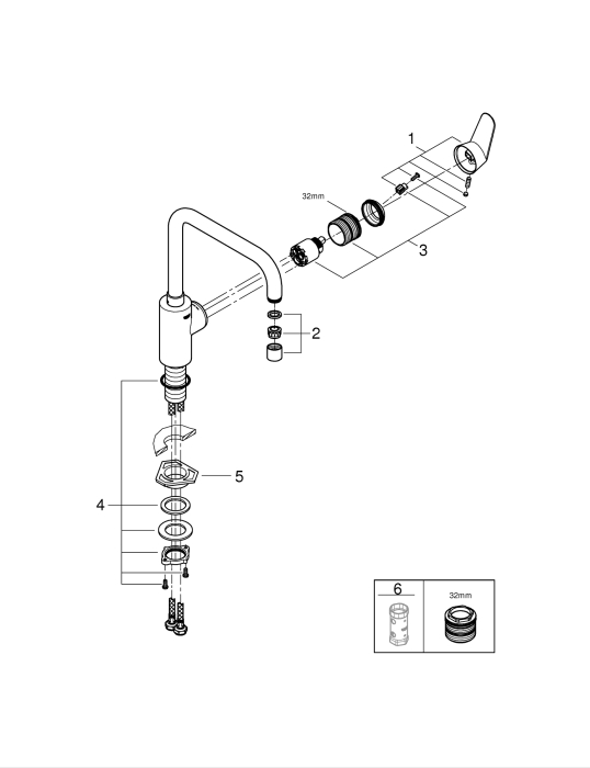 Baterie de bucatarie Grohe 32259003, 1 bar, 306 mm, 223 mm, 1 orificii instalare, 1 sprayuri, 150 unghi pivotare, Crom [4]