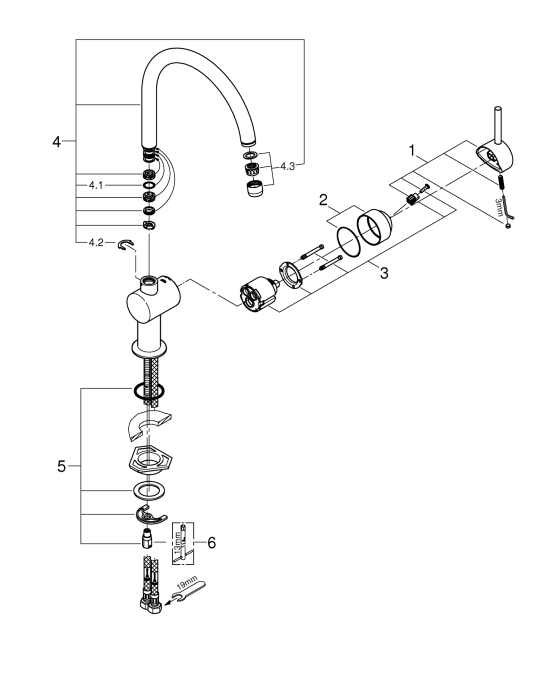 Baterie de bucatarie Grohe 32917000, 1 bar, 356 mm, 223 mm, 1 orificii instalare, 1 sprayuri, 360 unghi pivotare, Crom [9]