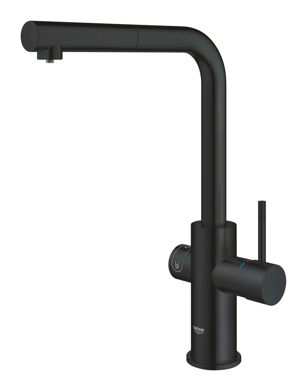 Baterie de bucatarie Grohe Blue Home 31539KS0, 3/8'', tip L, pipa inalta, filtrare, racire, apa carbogazoasa, dus extractabil, Smart, mat, negru [4]