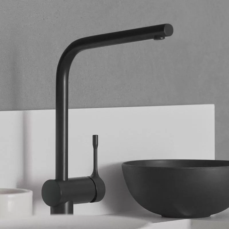 Baterie de bucatarie Ideal Standard Ceralook BC174XG, 3/8'', monocomanda, pipa inalta, tip L, pivotanta, pornire pe rece, mat, negru [5]