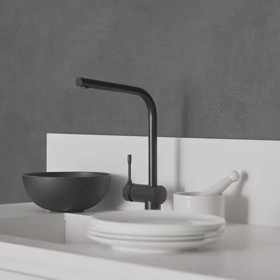 Baterie de bucatarie Ideal Standard Ceralook BC174XG, 3/8'', monocomanda, pipa inalta, tip L, pivotanta, pornire pe rece, mat, negru [3]