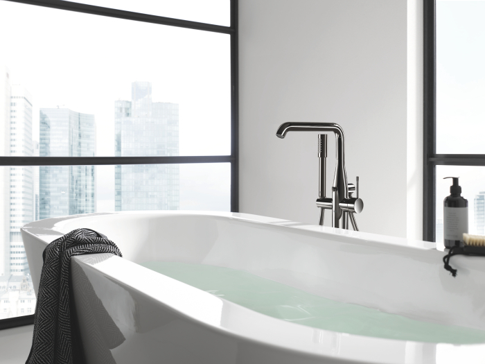 Baterie de cada Grohe 23491A01, Essence, montare pe podea, 1/2'', set de dus, pivotanta, necesita set fixare, lucios [3]
