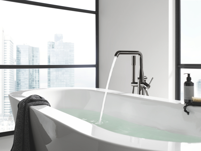 Baterie de cada Grohe 23491A01, Essence, montare pe podea, 1/2'', set de dus, pivotanta, necesita set fixare, lucios [4]