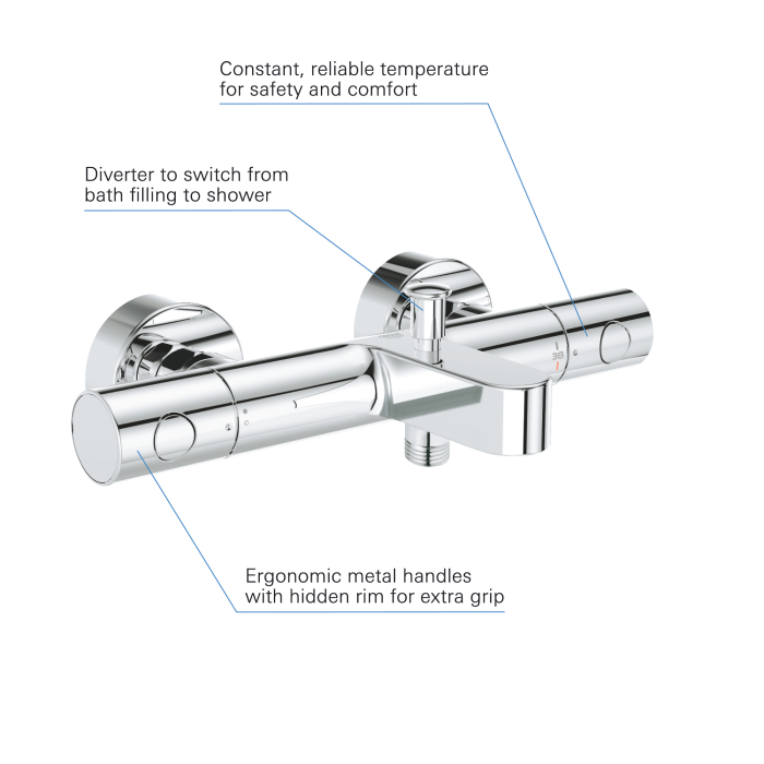 Baterie de cada Grohe 34774000, 1 bar, 298 mm, 162 mm, 55 mm, 2 orificii instalare, 1/2 dimensiune racord, Crom [3]