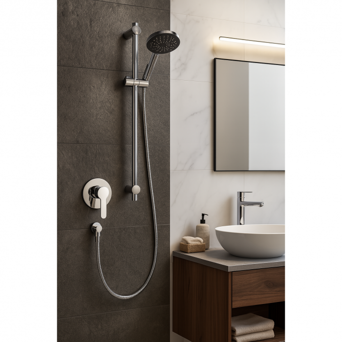 Baterie cada sau dus Remer Winner W30, incastrata, crom lucios, alama [2]