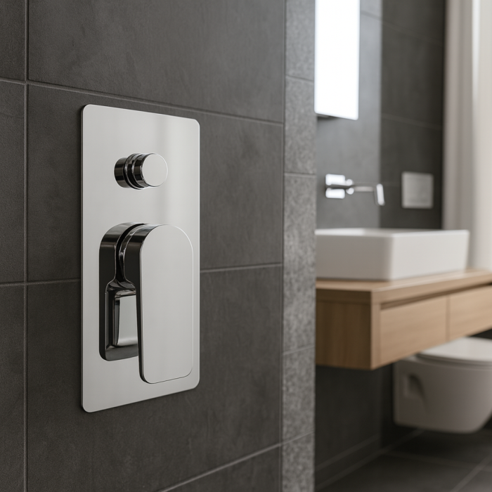 Baterie de cada si dus Remer Rubinetterie Infinity I09, incastrata, monocomanda, comutator cada/dus, cartus ceramic, design modern, crom, alama cromata [3]