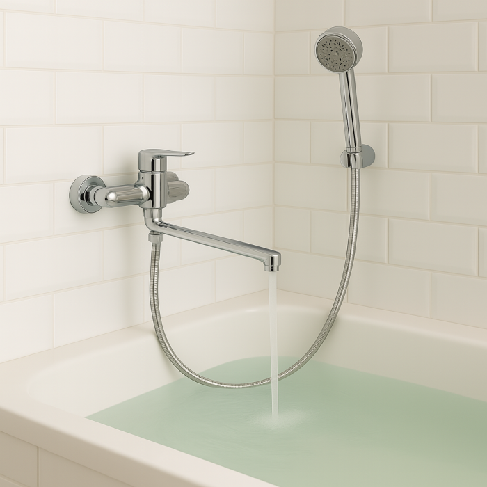 Baterie de cada si lavoar cu dus Remer Rubinetterie Winner W49, aparent, comutator, para cu 3 functii, alama cromata, cartus ceramic, aerator [2]