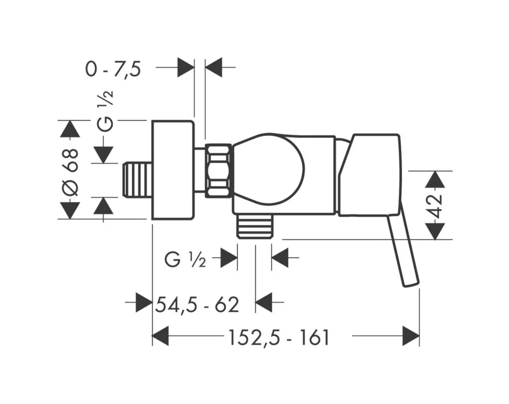 Baterie de dus Hansgrohe Talis S 32620000, 1/2'', aparenta, monocomanda, cartus ceramic, limitator, crom [2]