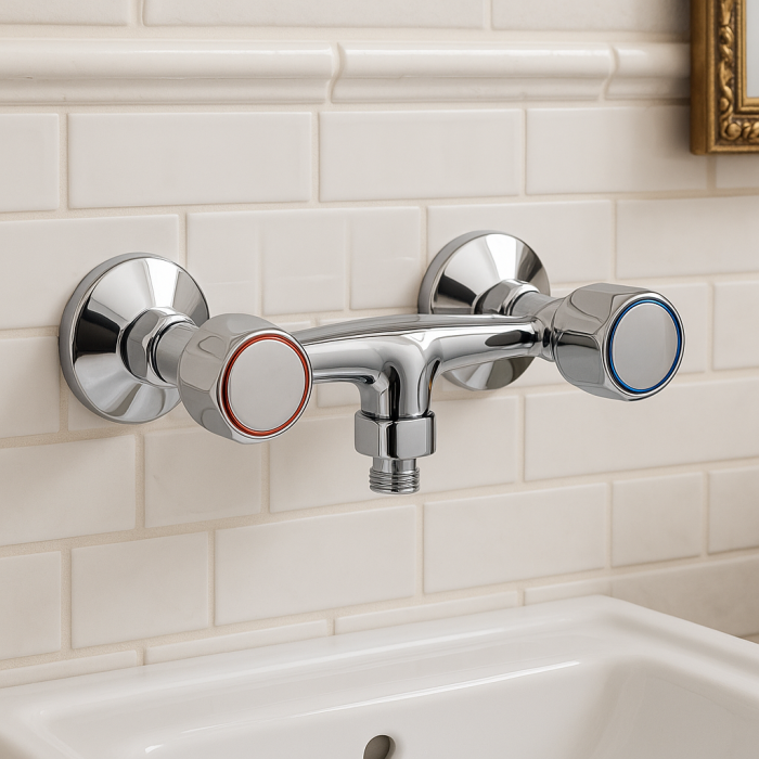 Baterie de dus Remer Rubinetterie 1000-2000 38Y, montaj pe perete, dublu comanda, conecxiune dus, alama cromata [3]