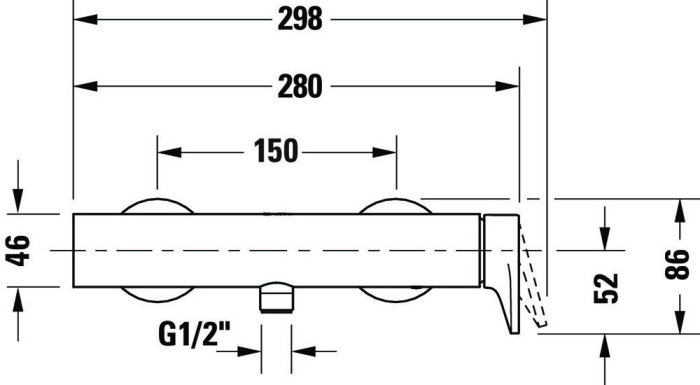 Baterie dus Duravit TU4230000010, Tulum, tip incastrare aparent, compatibil cu instalatii sanitare standard, crom [3]