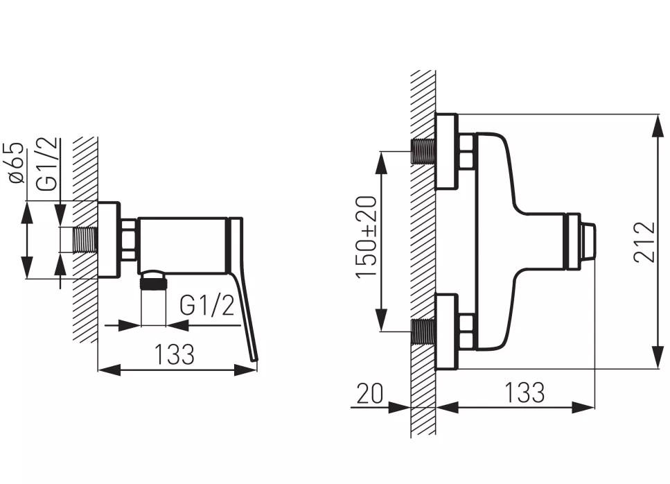Baterie dus FDesign Seppia FD1-SPA-7-22, 1/2'', aparenta, monocomanda, anti-reflux, mat, negru [2]