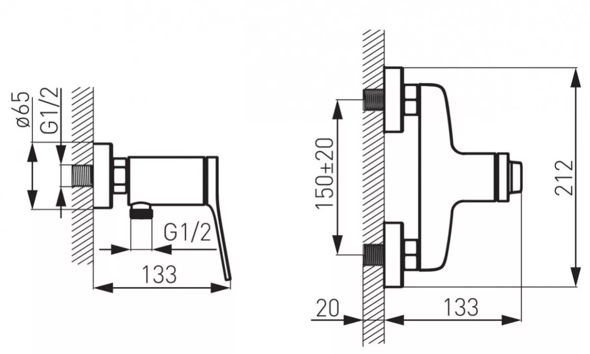 Baterie dus FDesign Seppia FD1-SPA-7-25, 1/2'', aparenta, monocomanda, anti-reflux, mat, negru / cupru [2]