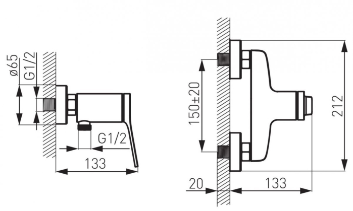 Baterie dus FDesign Seppia FD1-SPA-7-25, 1/2'', aparenta, monocomanda, anti-reflux, mat, negru / cupru [2]